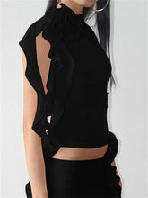 3D Flower Mesh Sheer Ruffles Tassels See Through Sleeveless Spaghetti Strap Camis Y2K Clothes Crop Tops